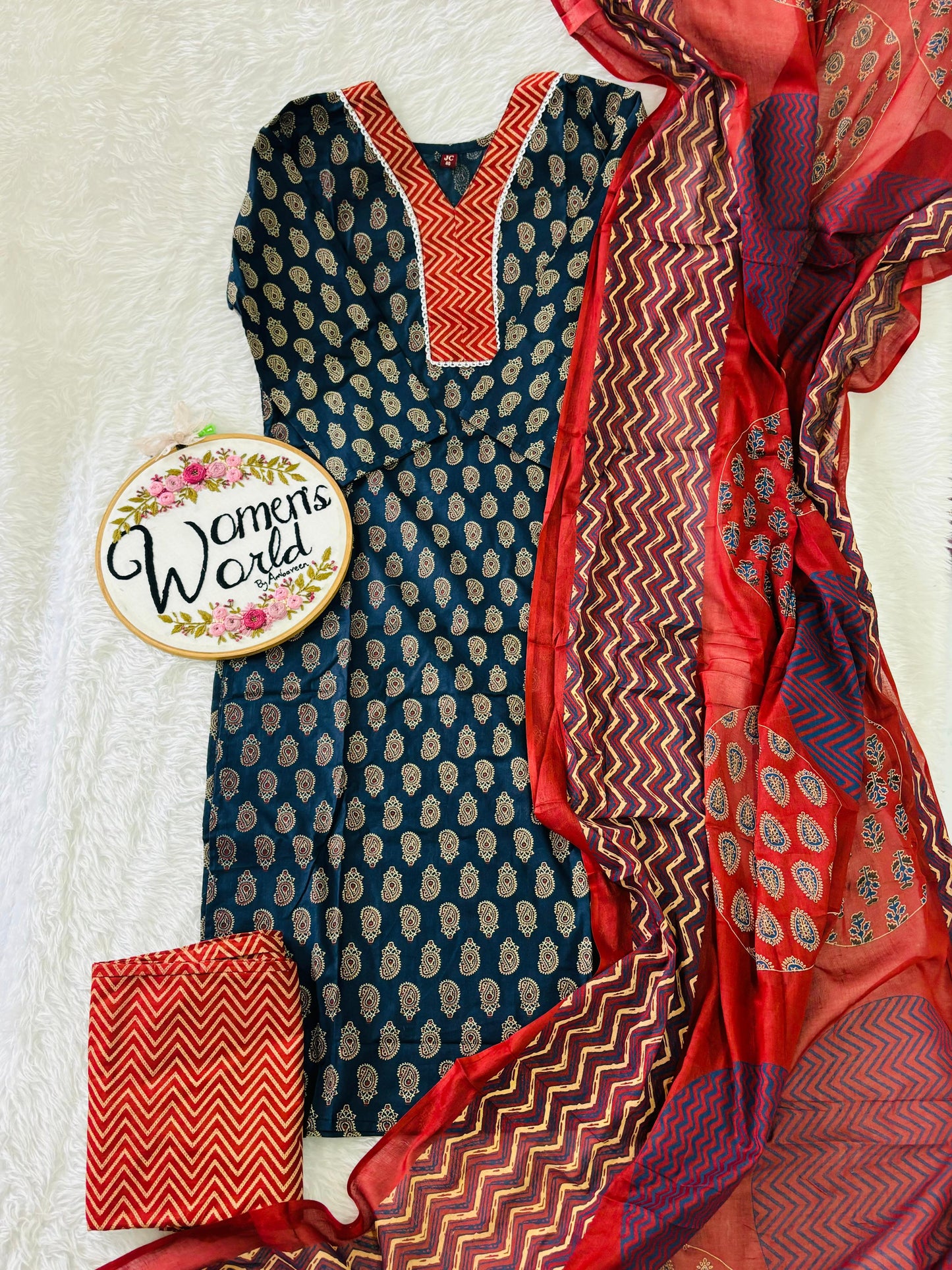 Premium pure cotton long dupatta suit