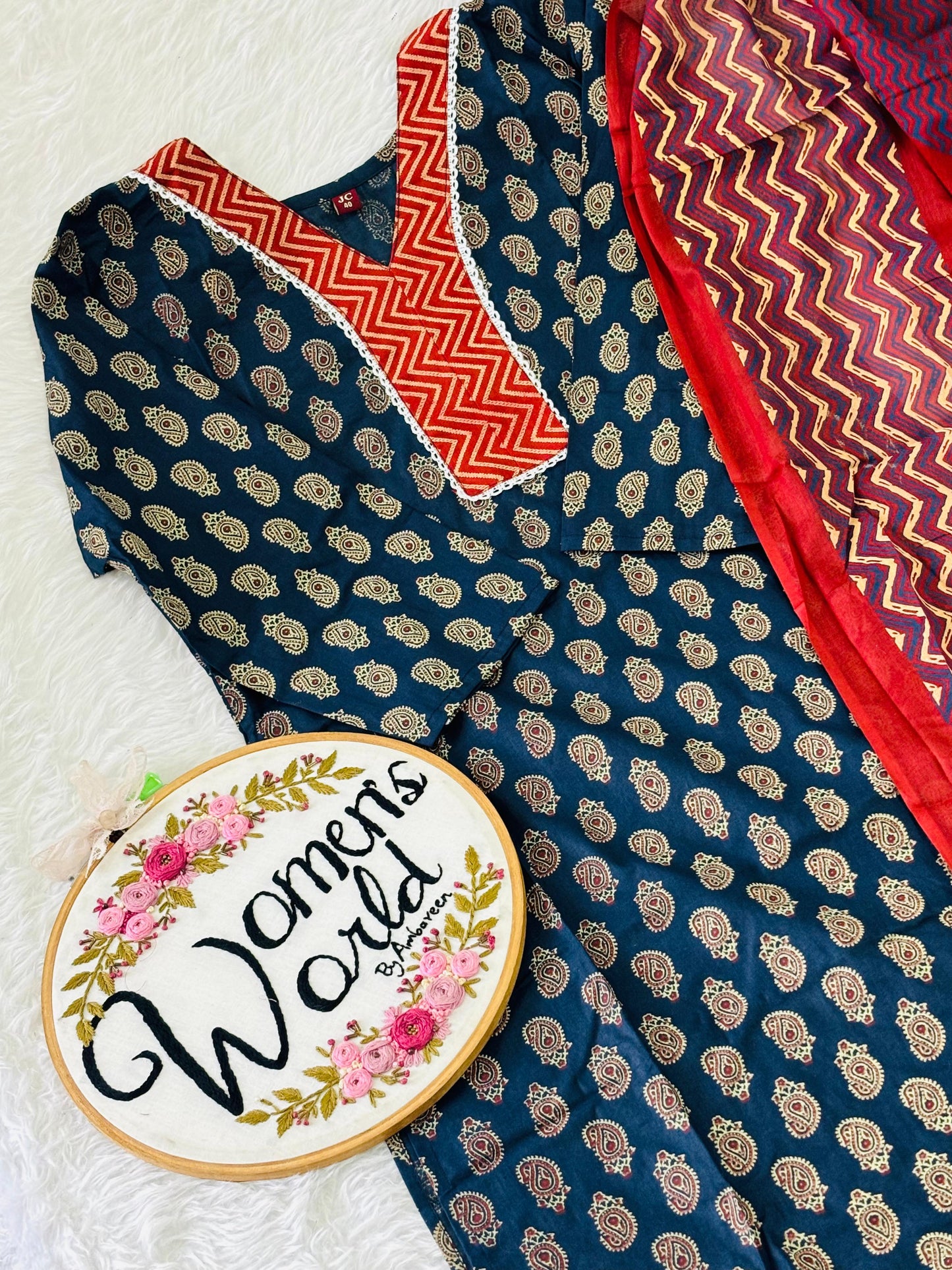 Premium pure cotton long dupatta suit
