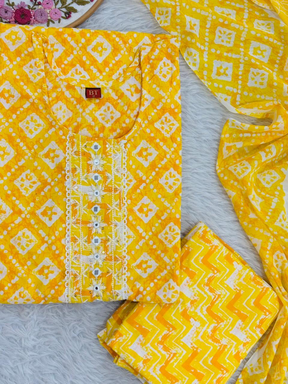 Embroidered Pure cotton 3 pc suit
