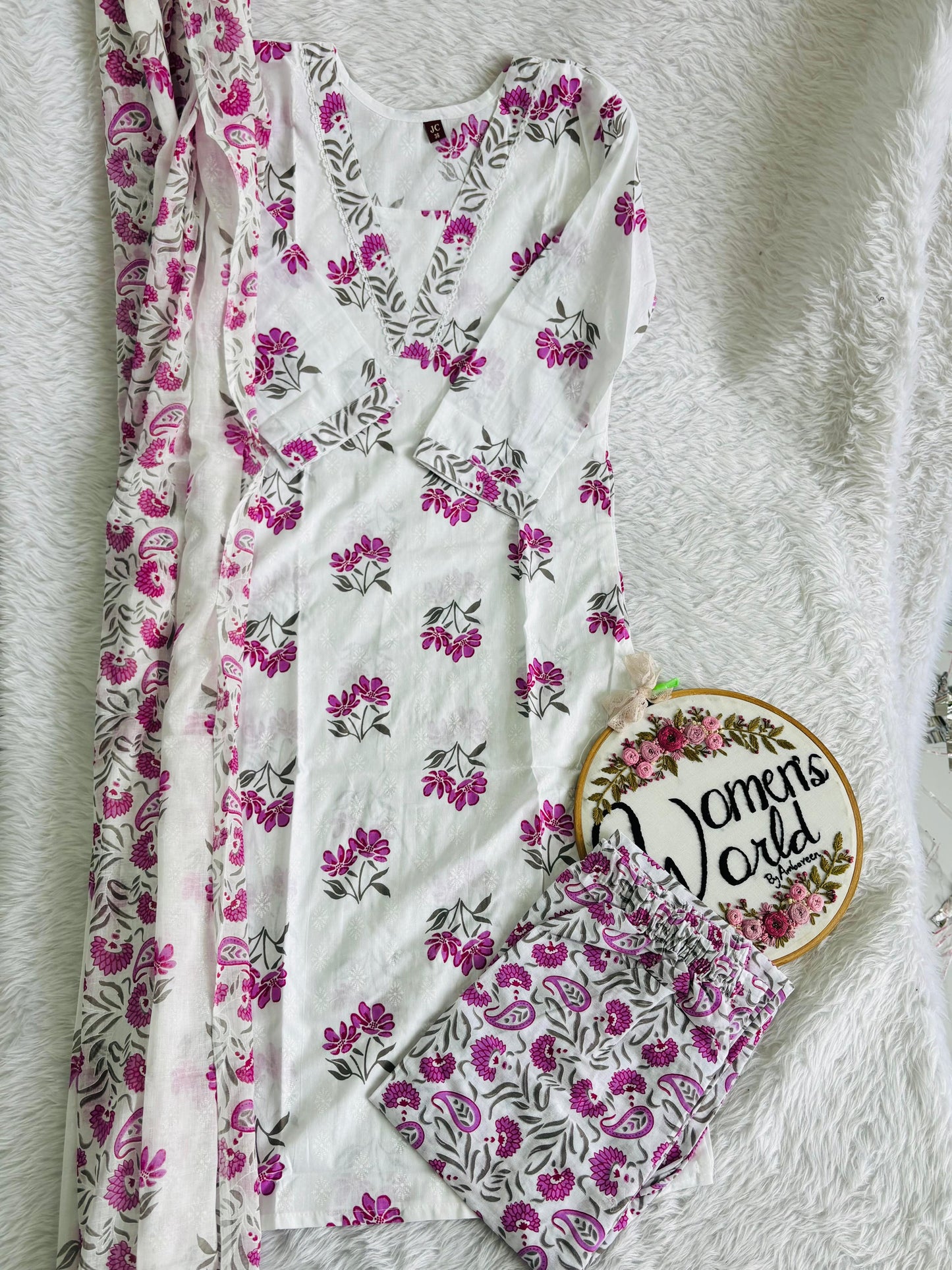 Premium pure cotton long dupatta suit