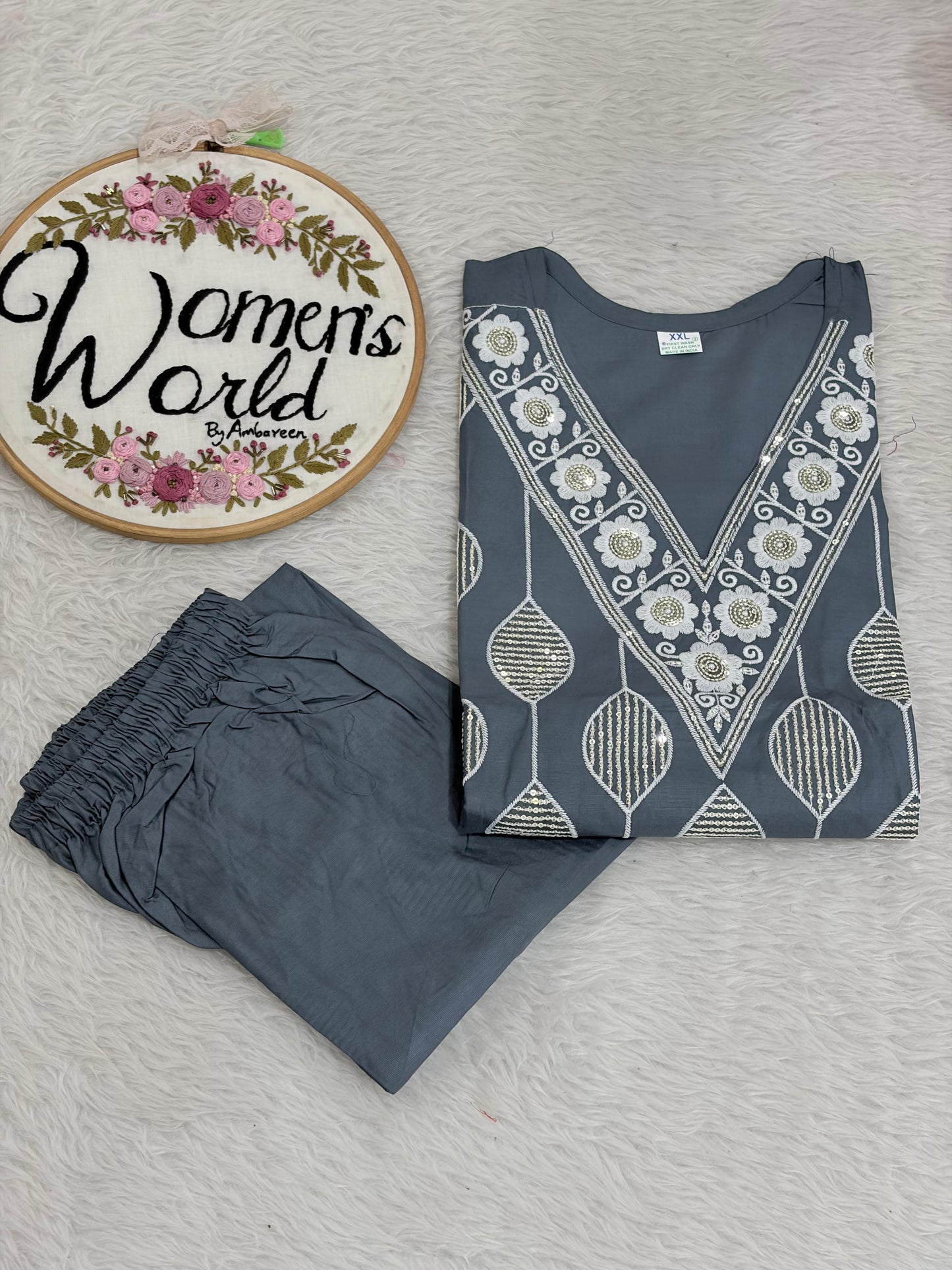 Embroidered sequence work rayon coordset