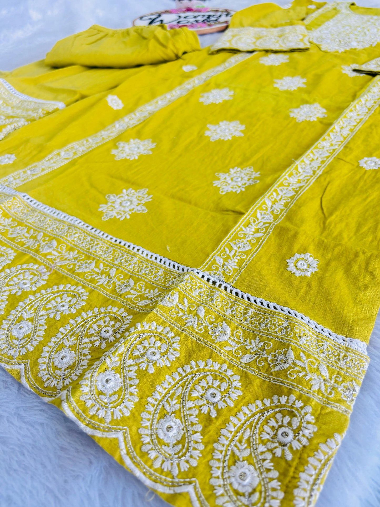 Embroidered kurtipant suit