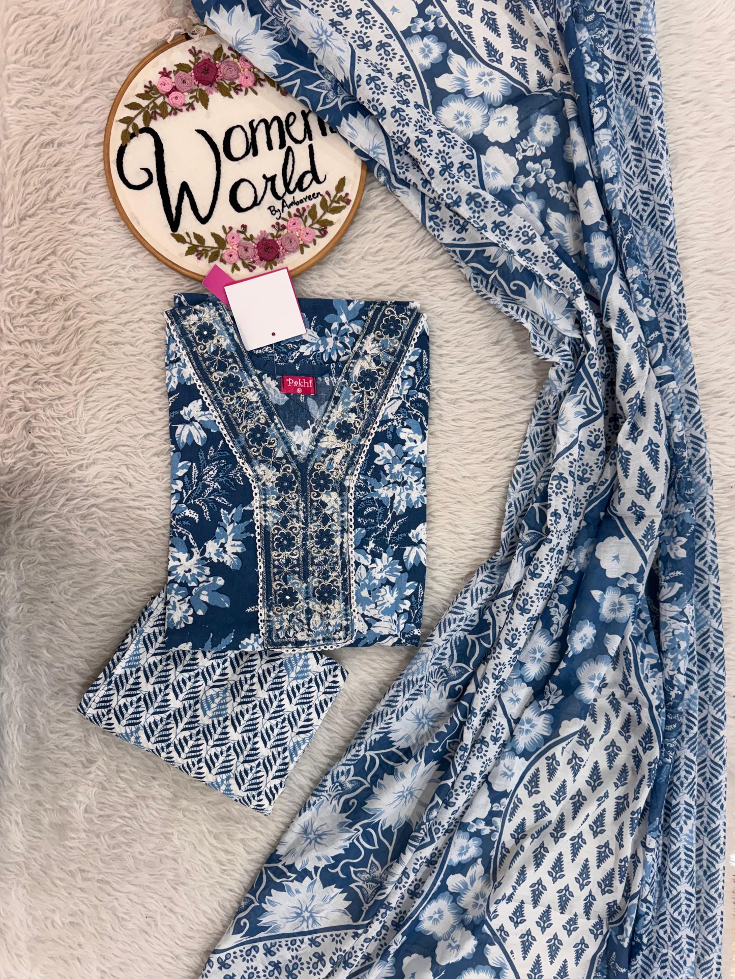 Pure cotton 3 pc suit with plazo pant for comfort