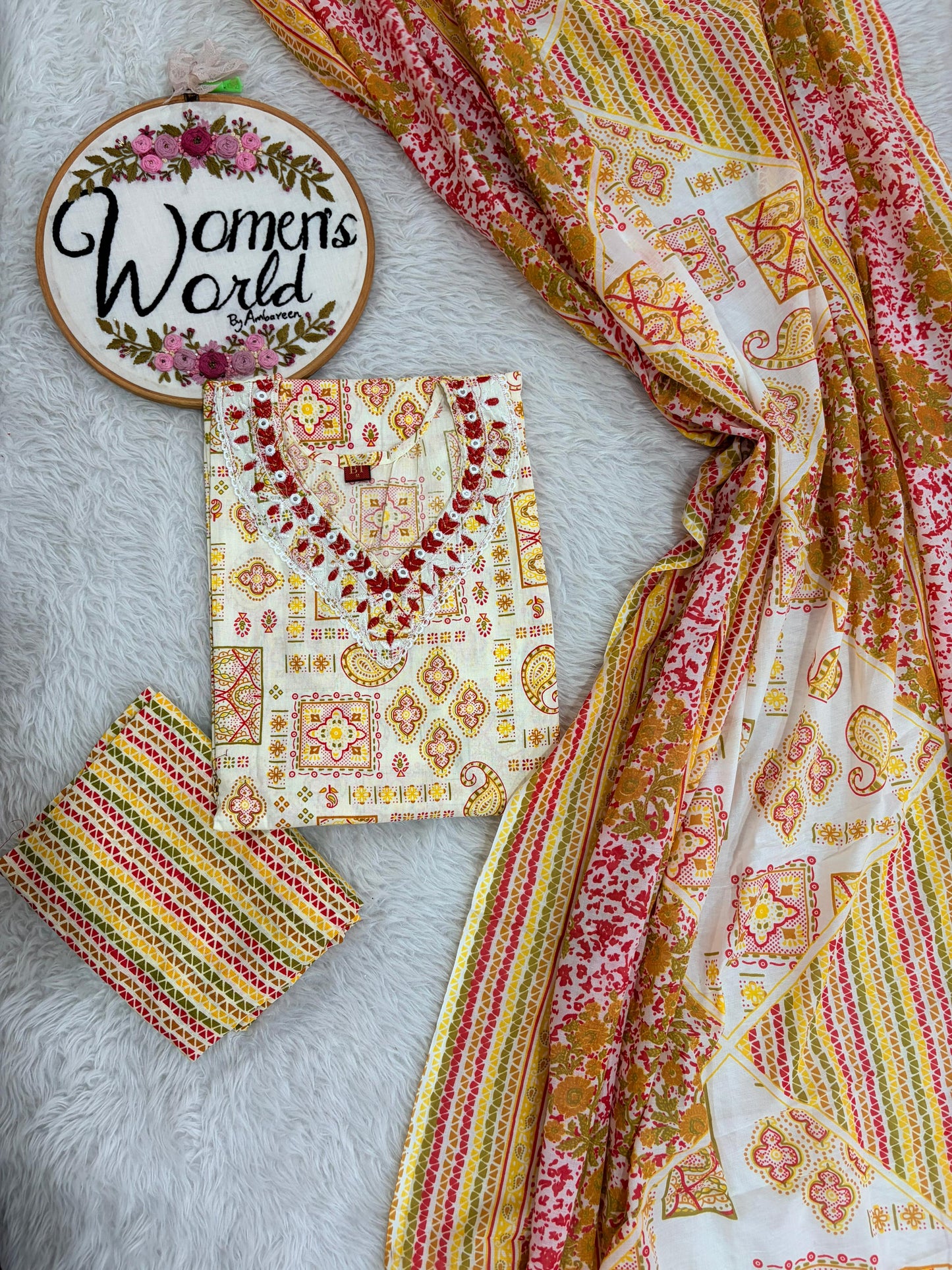 Summer collection cotton 3 pc suit