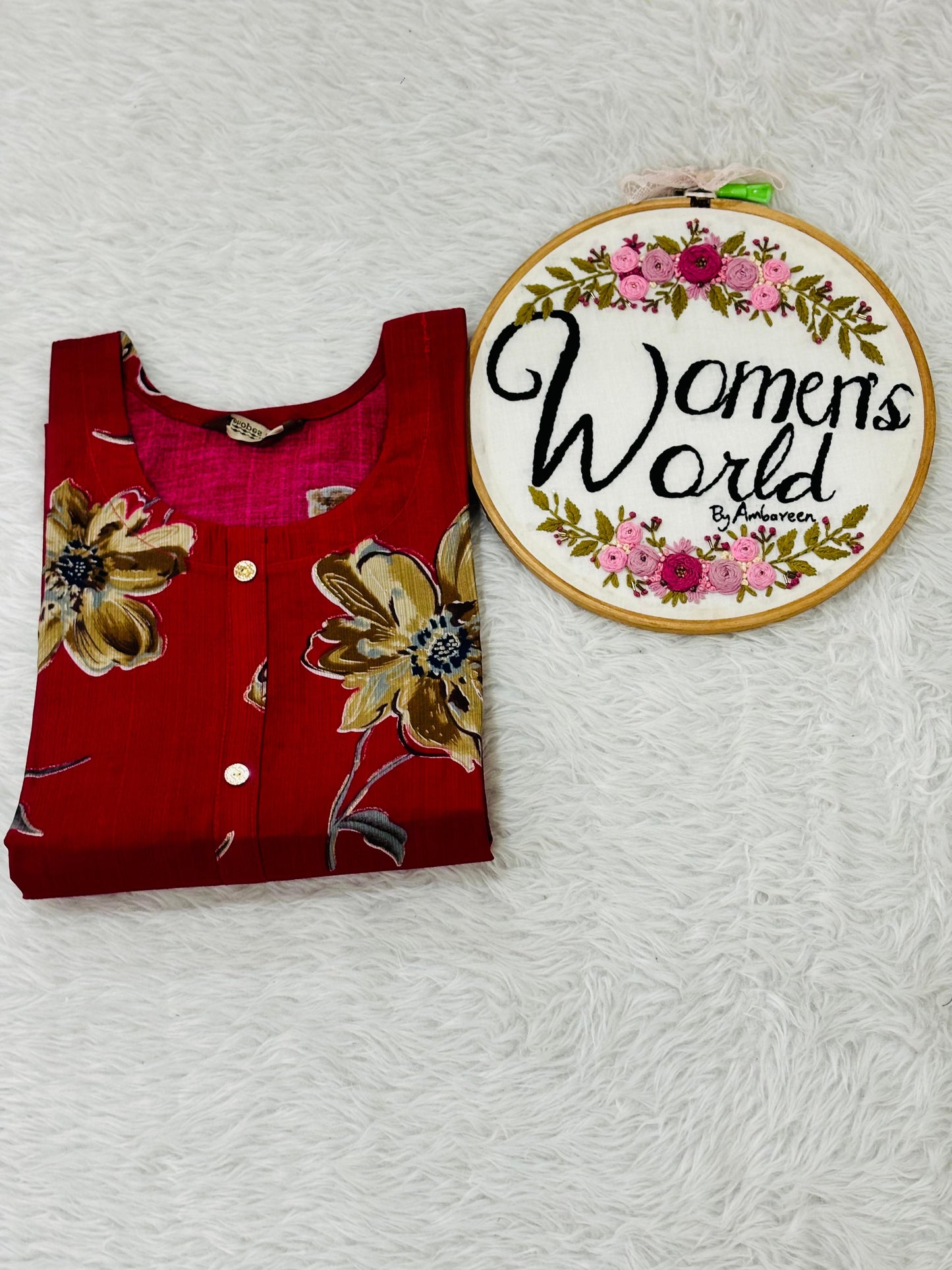 Branded hotpink pure vatican floral kurti