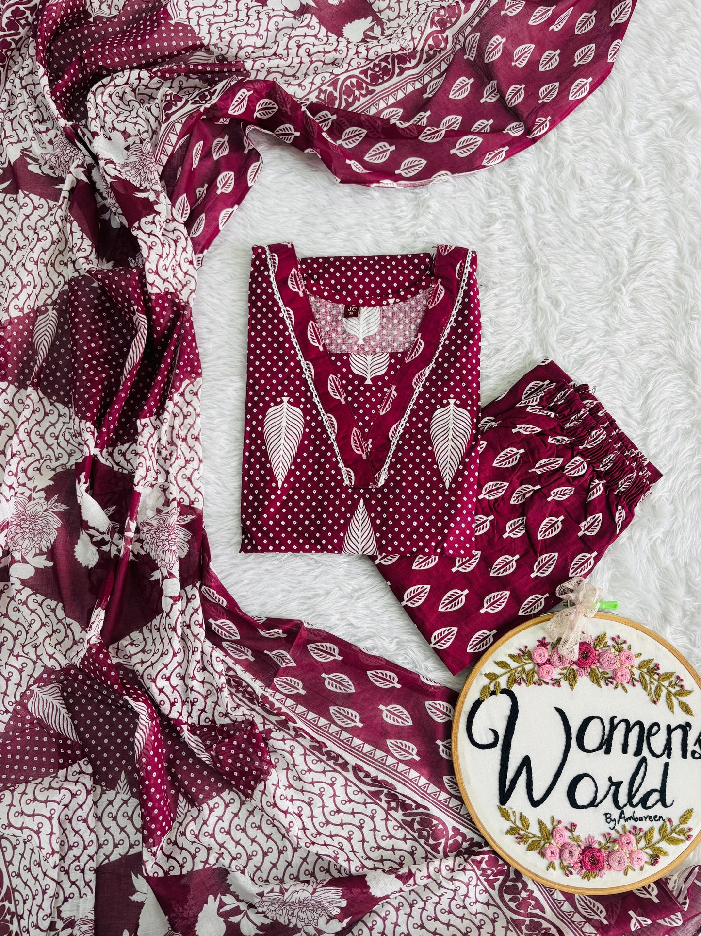 Premium pure cotton long dupatta suit