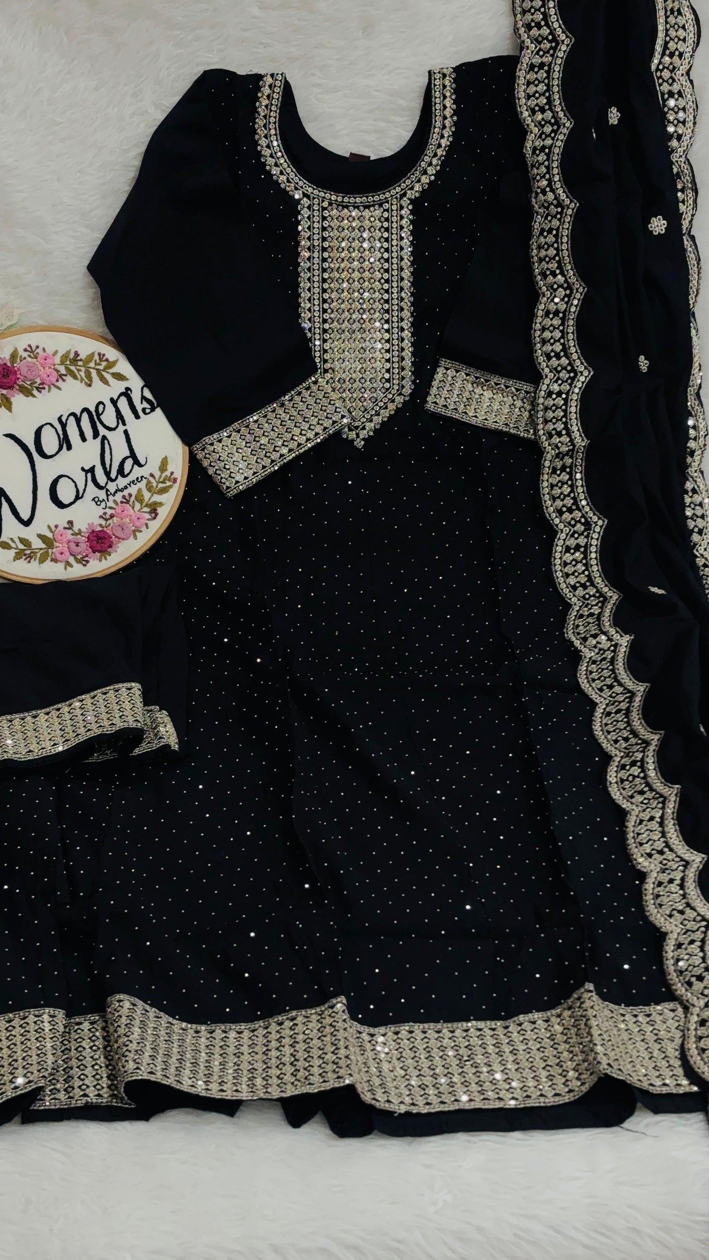 Premium partywear vichitrasilk hotblack anarkali suit