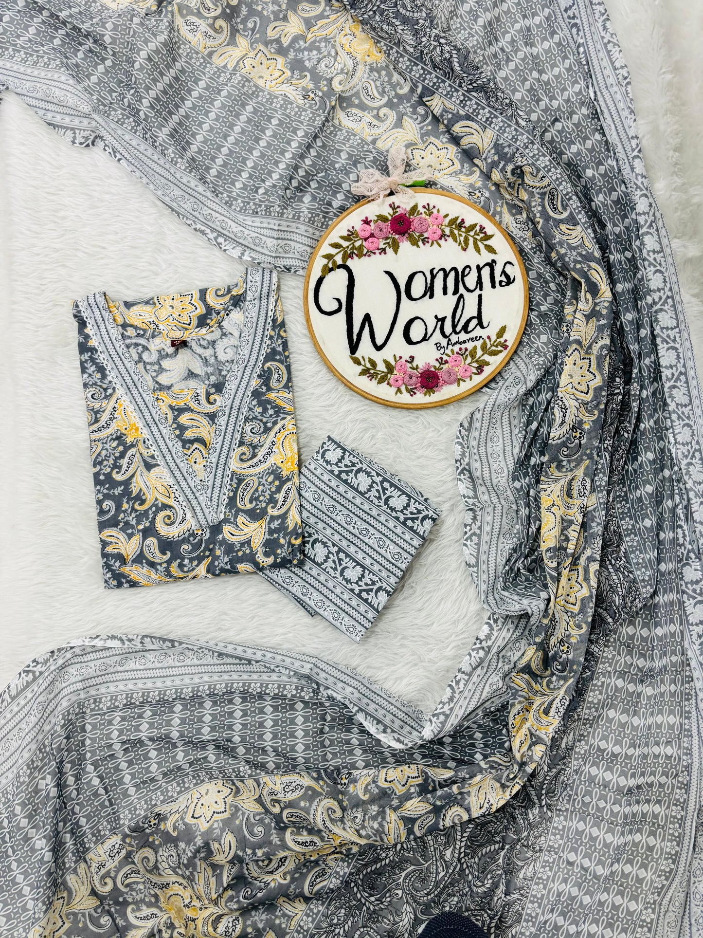 Premium pure cotton long dupatta suit