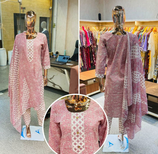 Stitched Pure Cotton Suit