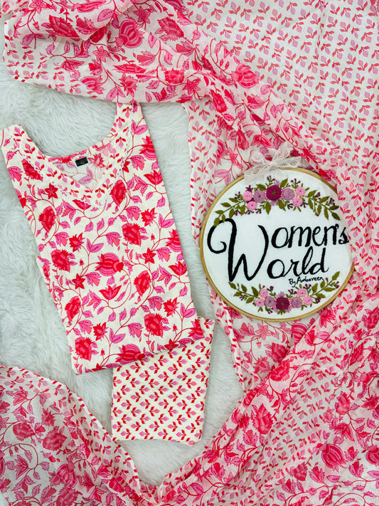 Peach p V neck Salwar with Dupatta