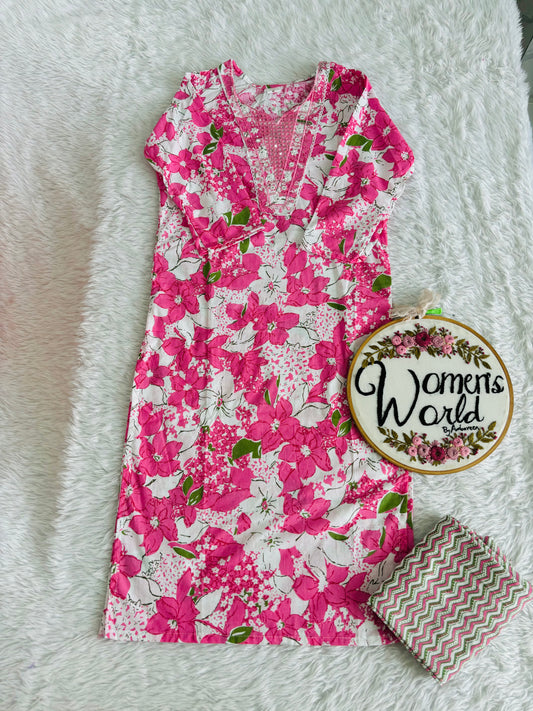 Embroidered kurtipant set