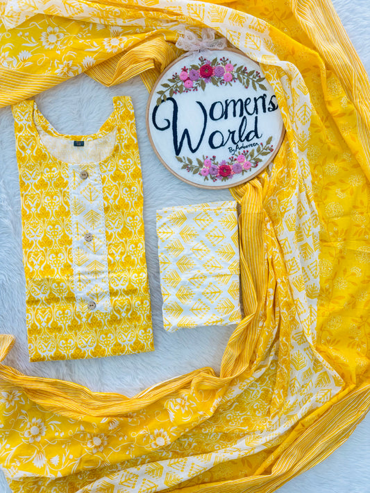 Lemon zest Stitched pure cotton suit