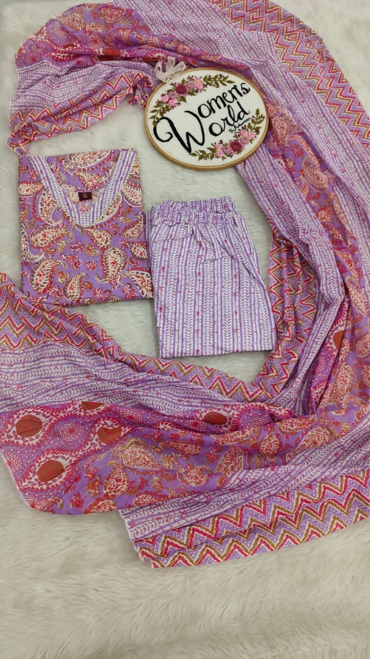 Lavender Love Stitched pure cotton suit