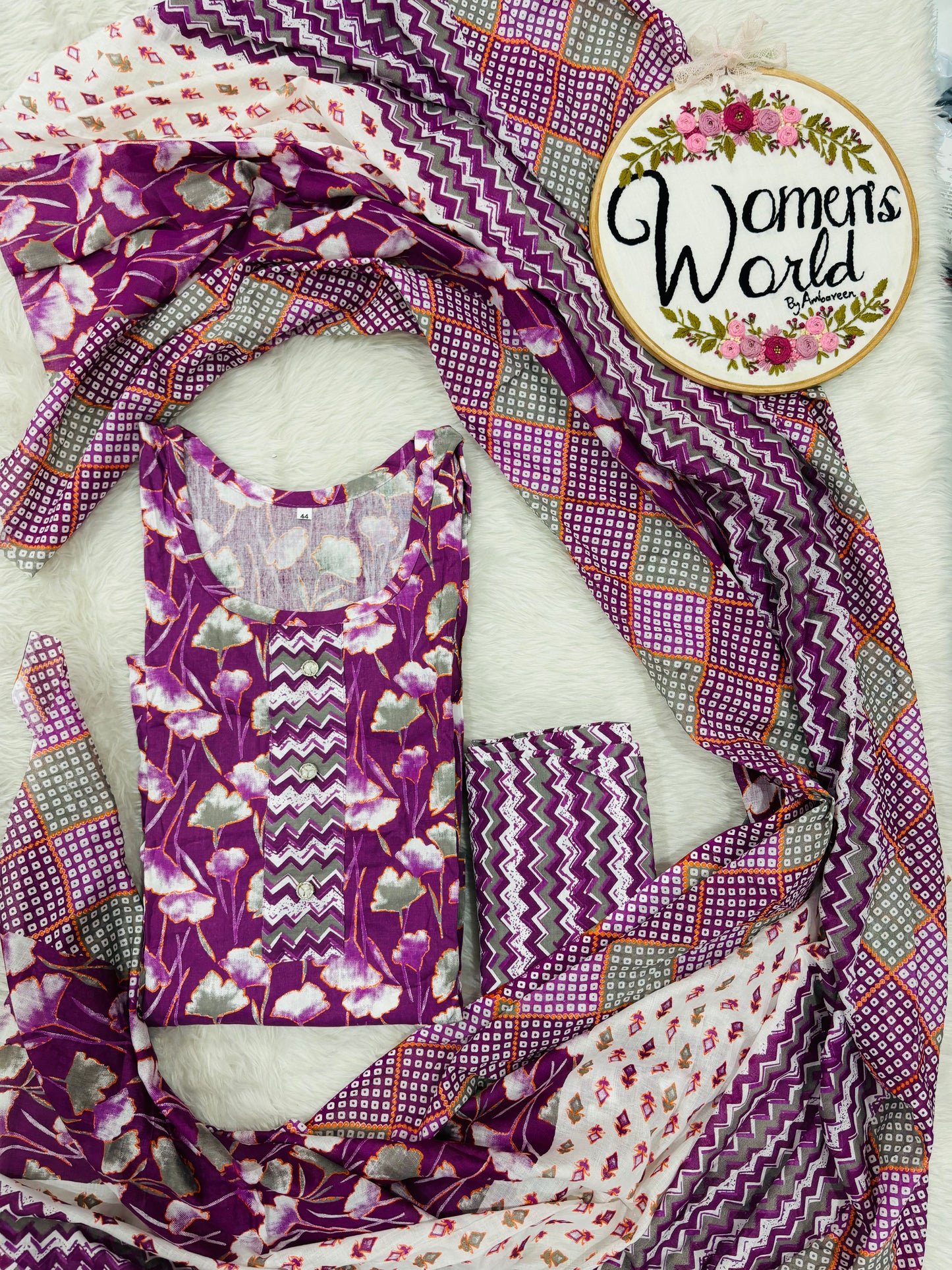 Purple Berry pure cotton suit