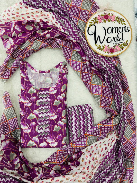 Purple Berry pure cotton suit