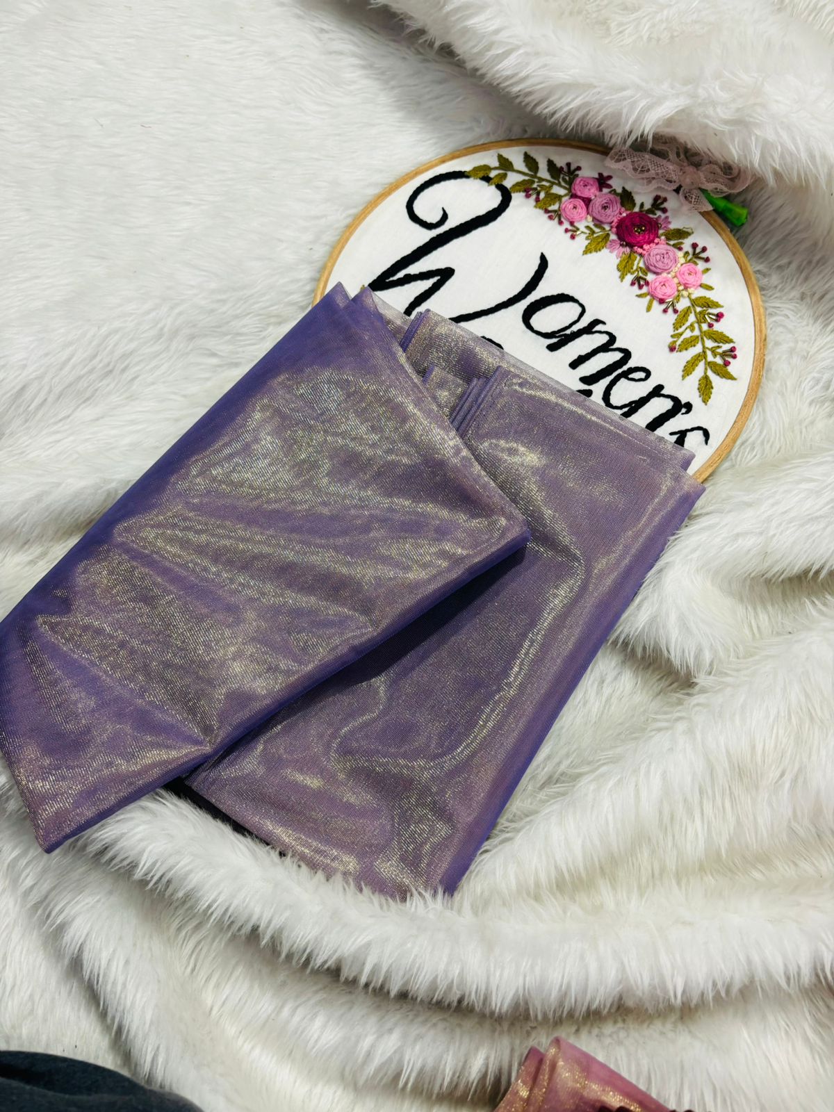 Lavender soft twill tissue saree