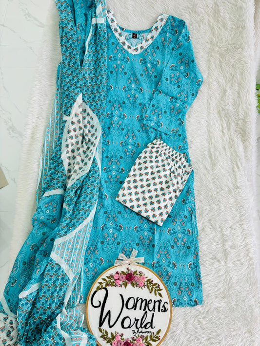 Seablue stitched office wear cotton suit