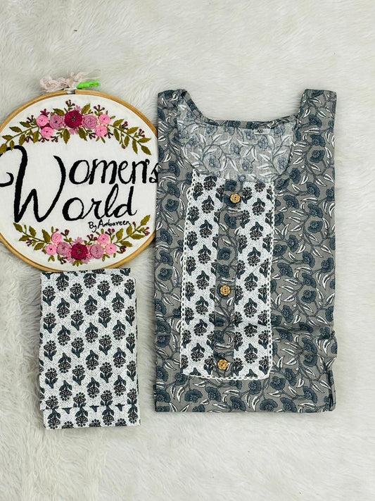 Floral office wear cotton set