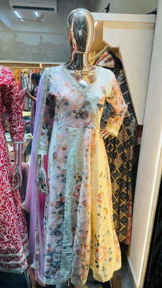 Partywear handwork hakoba anarkali suit