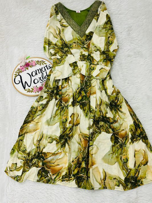 Floral designer rayon gown (xl xxl xxxl sizes )