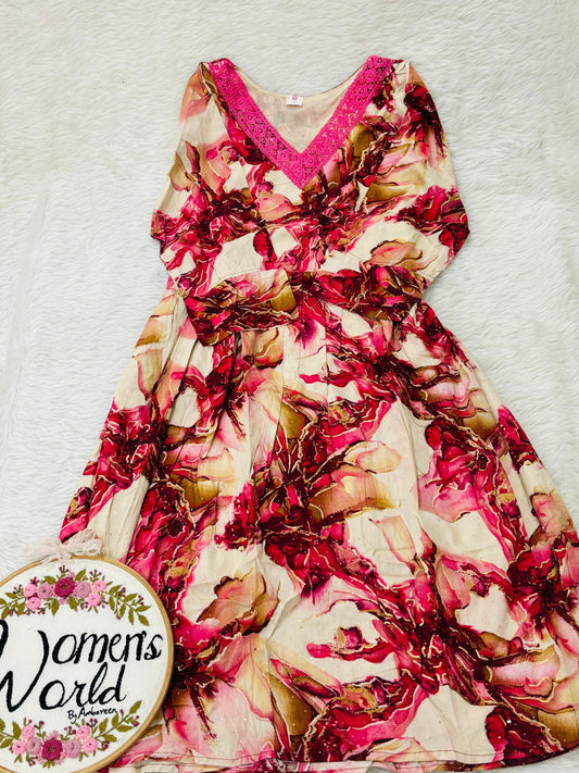 Floral designer rayon gown (xl xxl xxxl sizes )