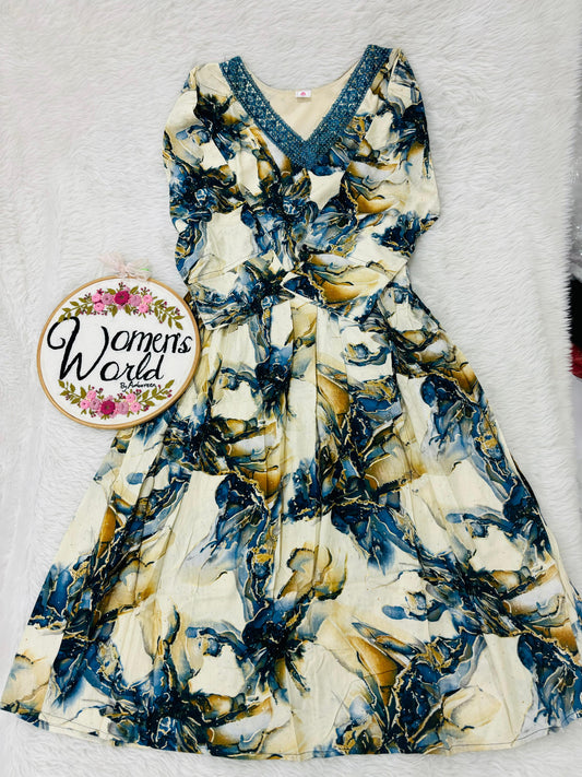 Floral siroskiwork designer rayon gown (xl xxl xxxl sizes )