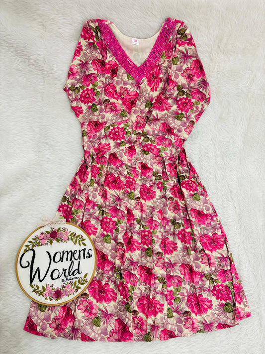 Floral v neck designer gown (xl xxl xxxl)