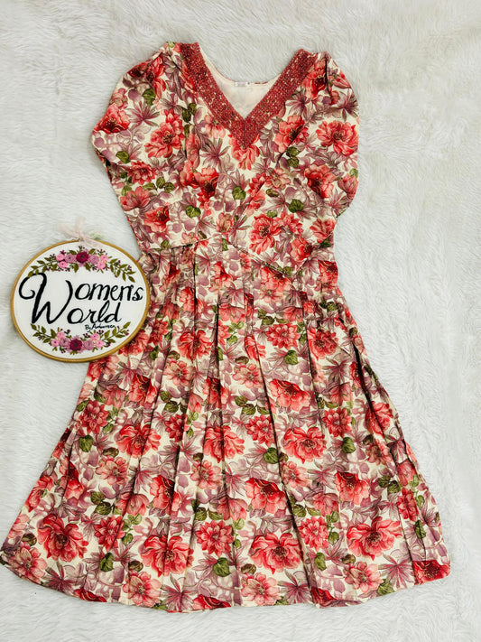 Floral v neck designer gown (xl xxl xxxl)