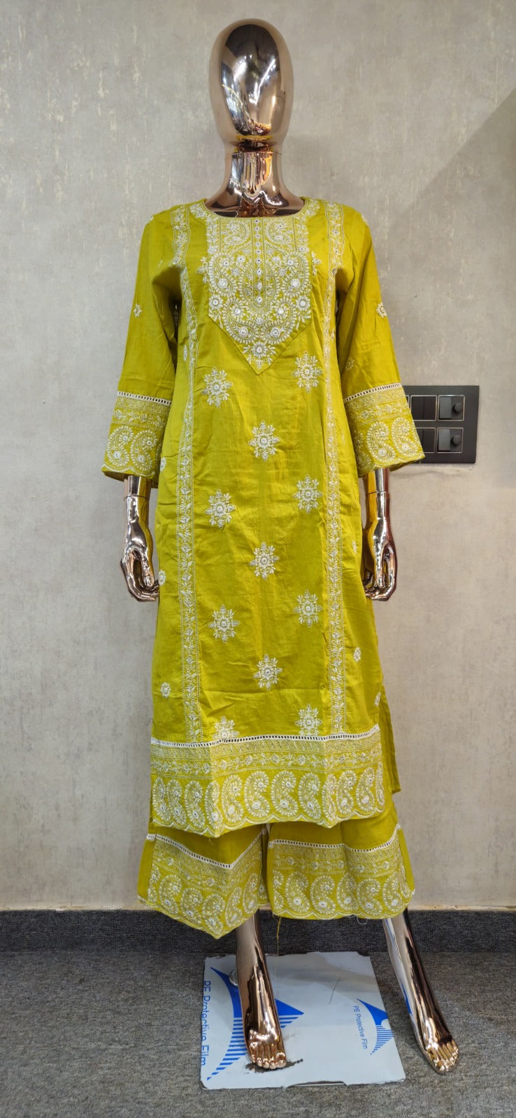 Embroidered kurtipant suit