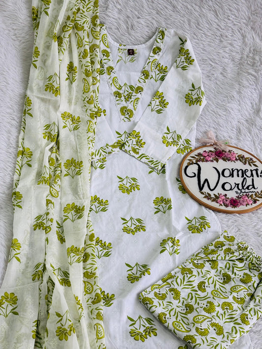 Premium pure cotton long dupatta suit