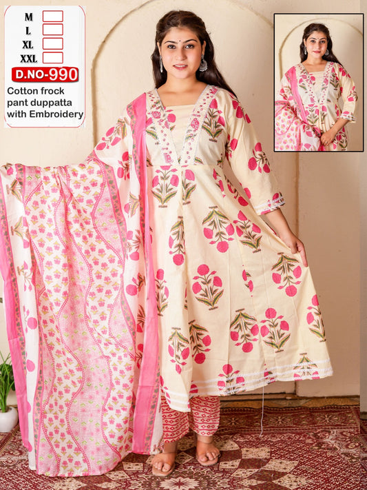 Anarkali gown with pant and dupatta (full suit )