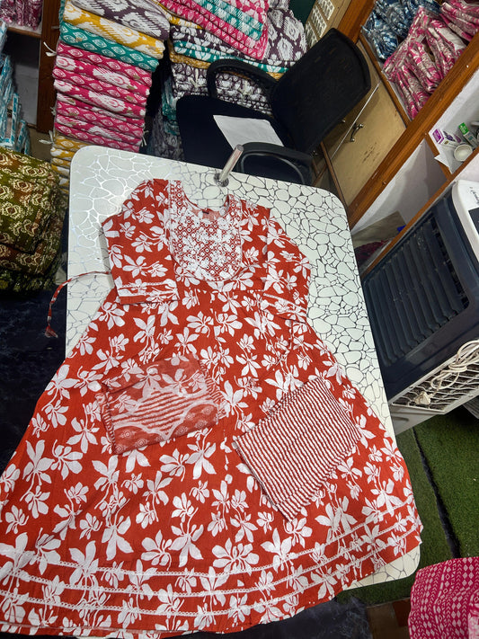 Anarkali gown with pant and dupatta (full suit )