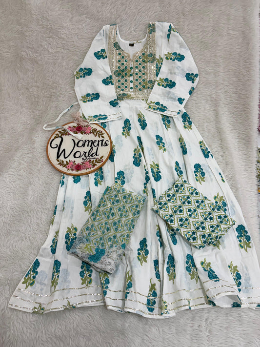 Anarkali gown with pant and dupatta (full suit )