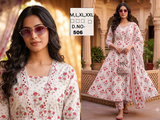 Anarkali gown with pant and dupatta (full suit )