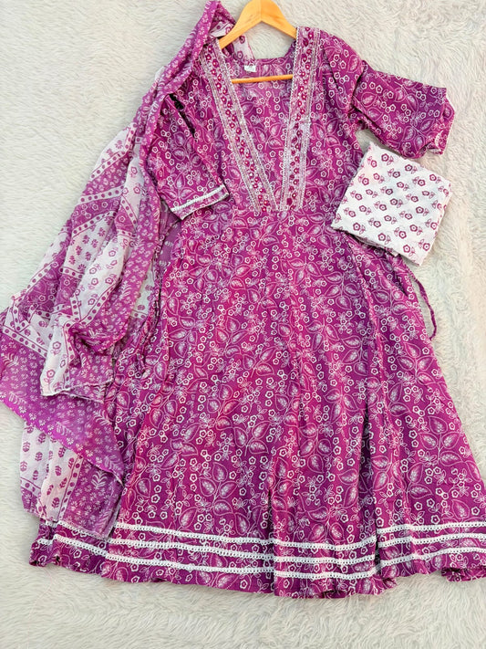 Anarkali gown with pant and dupatta (full suit )