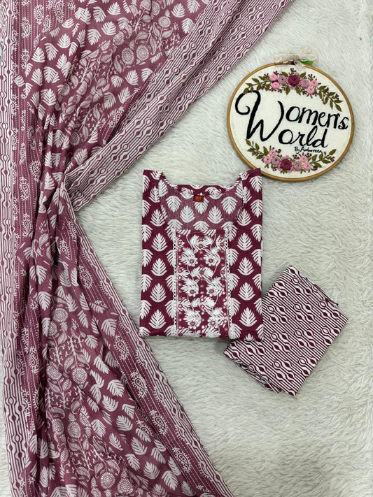 Summer collection cotton 3 pc suit