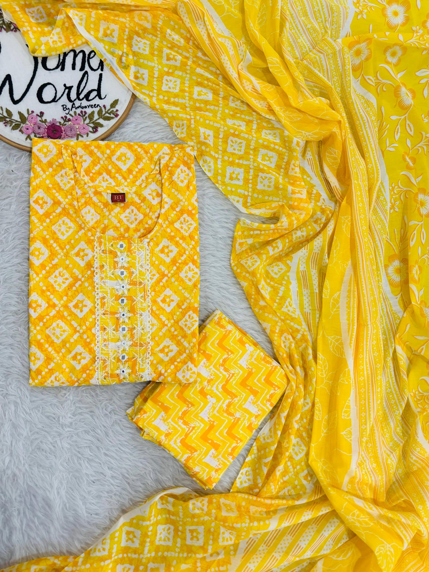 Embroidered Pure cotton 3 pc suit
