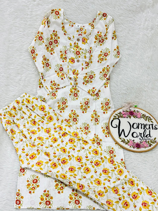 Officewear cotton kurti pant set