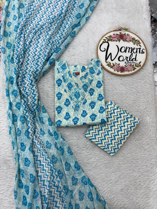 Summer collection cotton 3 pc suit