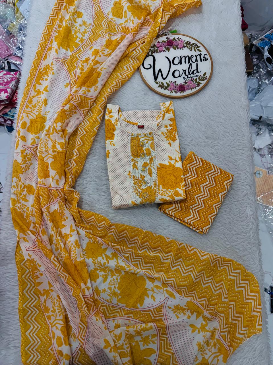 Summer collection cotton 3 pc suit