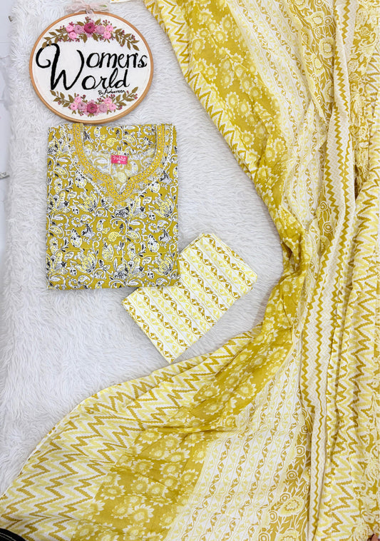 Big size cotton 3 pc suit with plazo pant