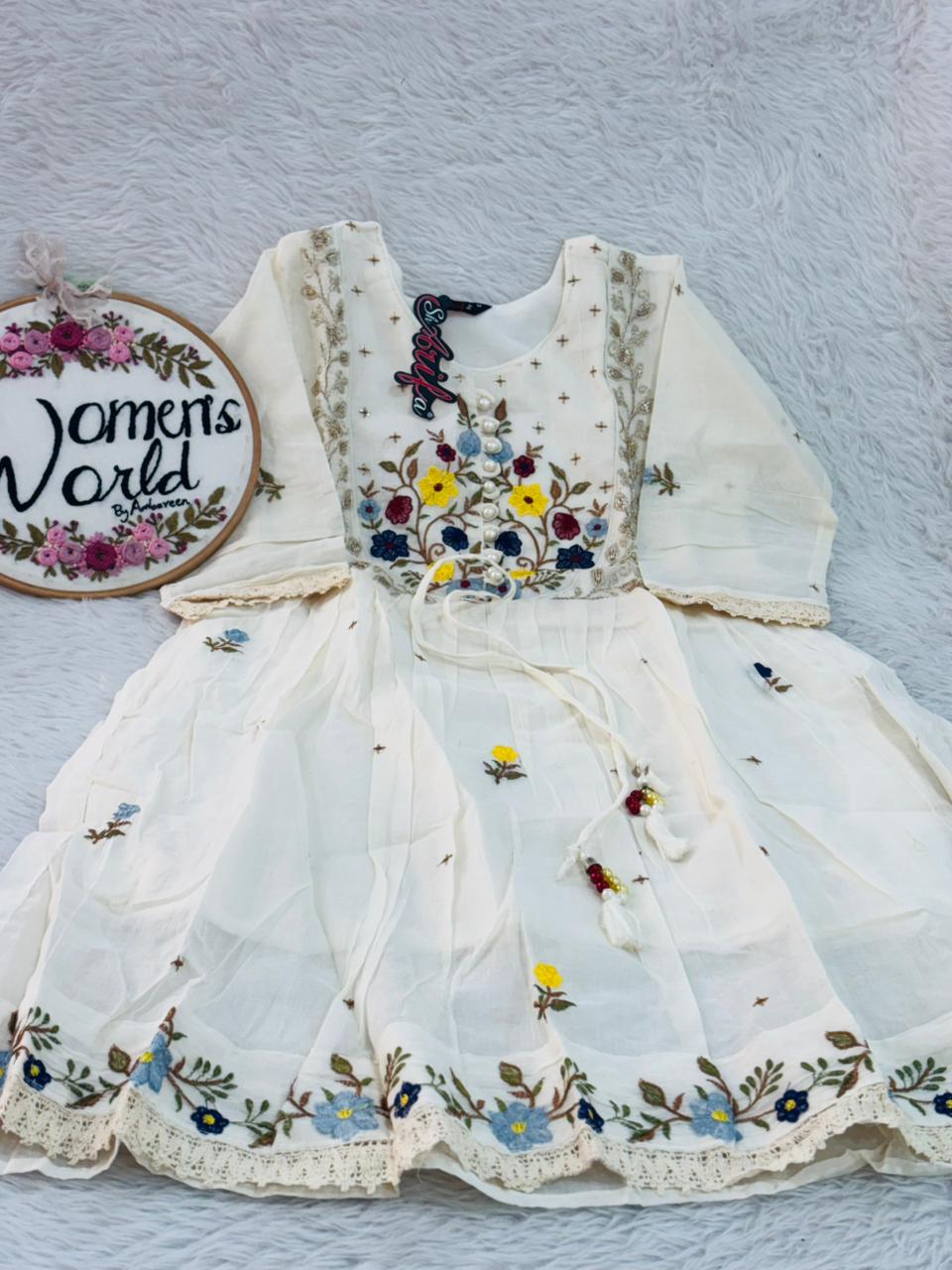 Pure mul cotton embroidery work gown