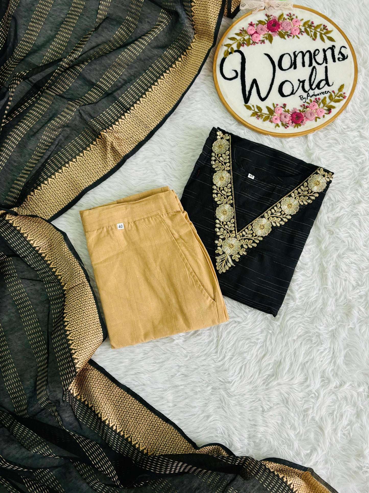 Hot black Premium handloom cotton suit