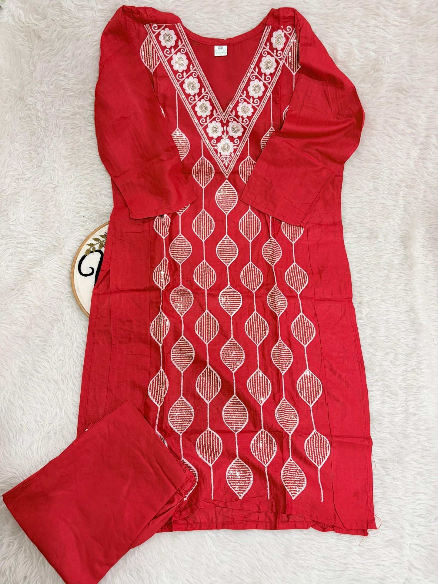 Embroidered sequence work rayon coordset