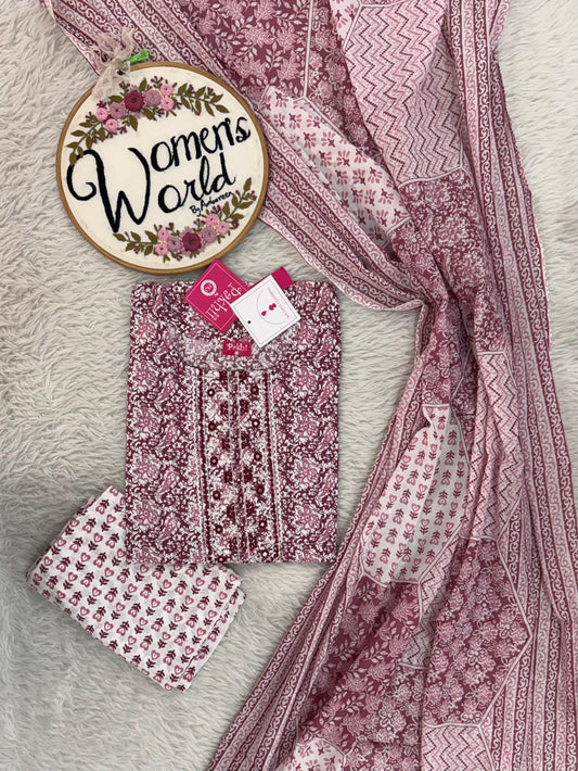 Pure cotton 3 pc suit with plazo pant for comfort