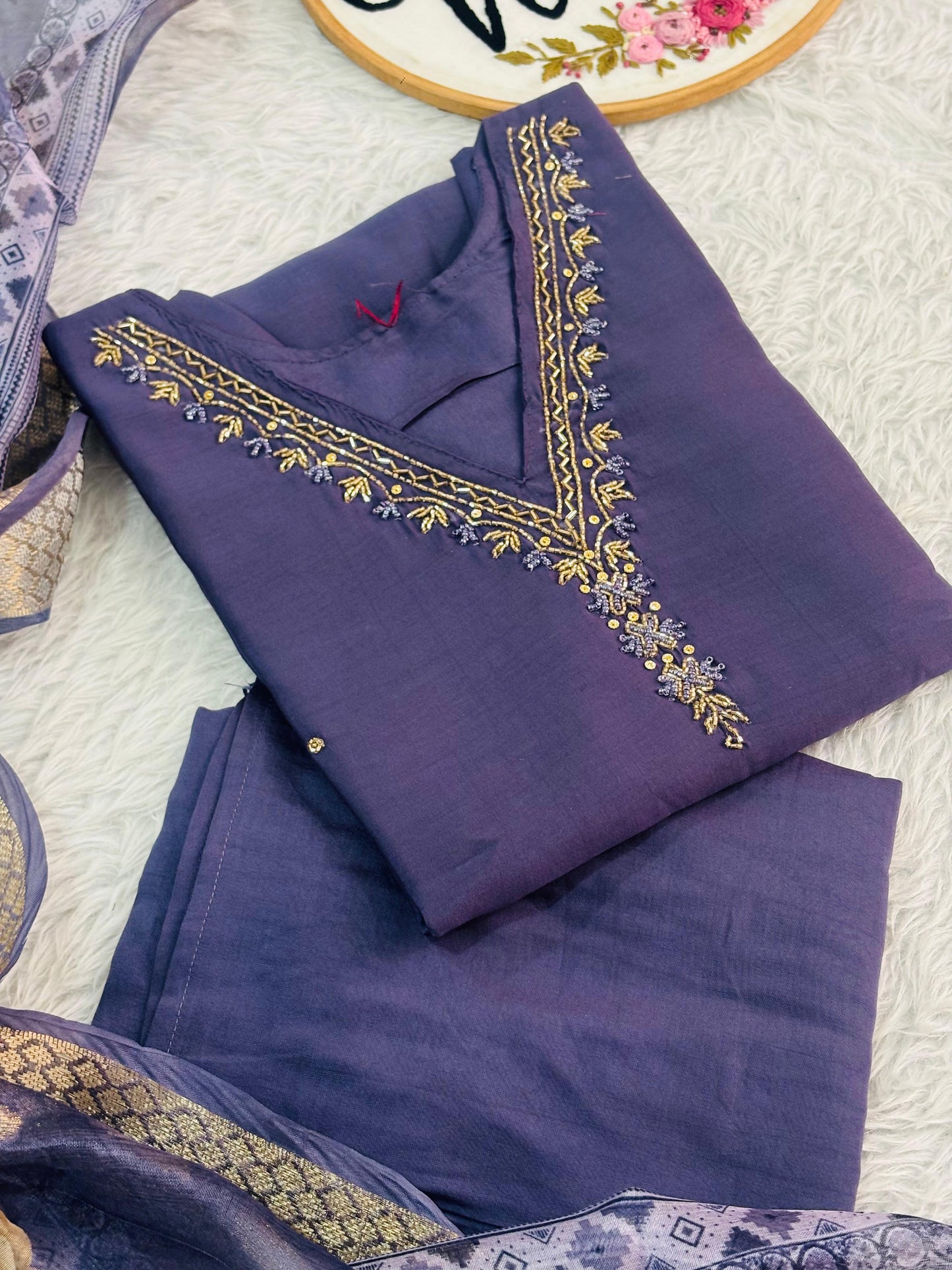 Lavender premium handwork 3 pc suit