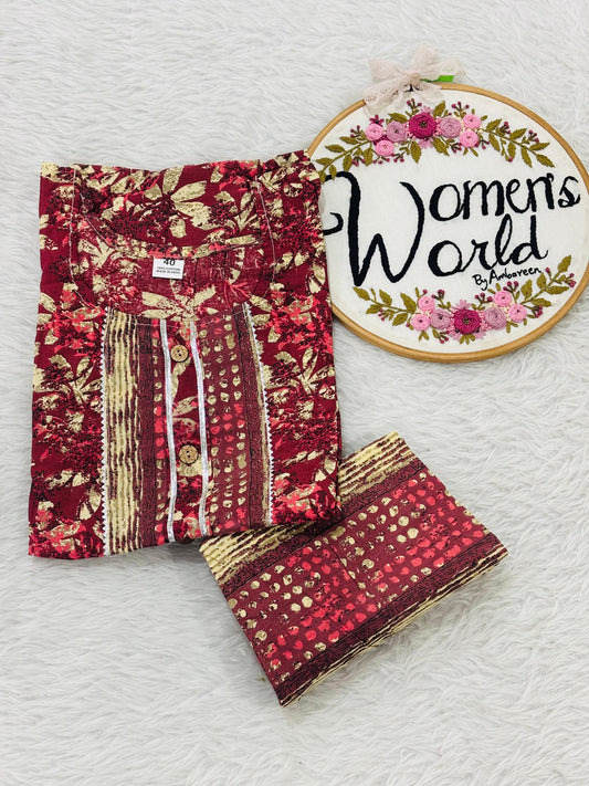 Officewear cotton kurti pant set