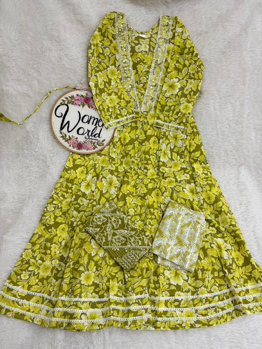 Anarkali gown with pant and dupatta (full suit )