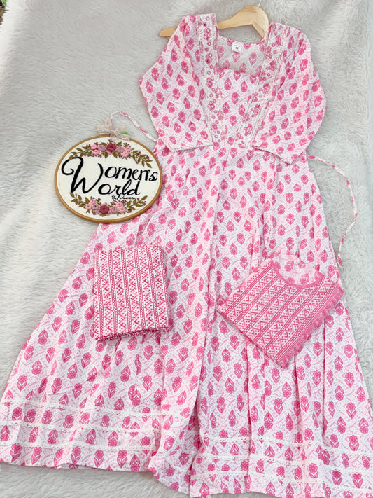 Anarkali gown with pant and dupatta (full suit )