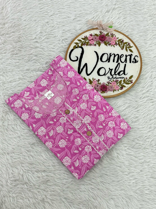 Candy Pink Pure cotton straight kurti